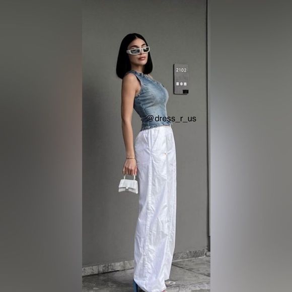 ZARA TRF ASYMMETRIC DENIM TOP BLUE 6045/005/083/084 - Picture 4 of 11